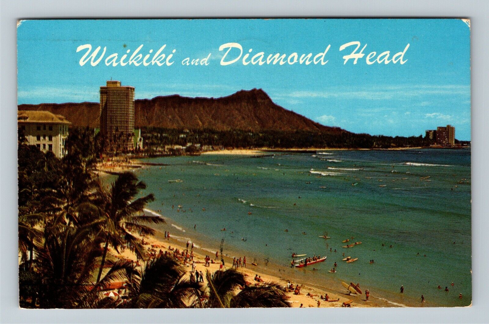 Waikiki, HI-Hawaii, Waikiki Beach & Diamond Head,  c1967 Vintage Postcard