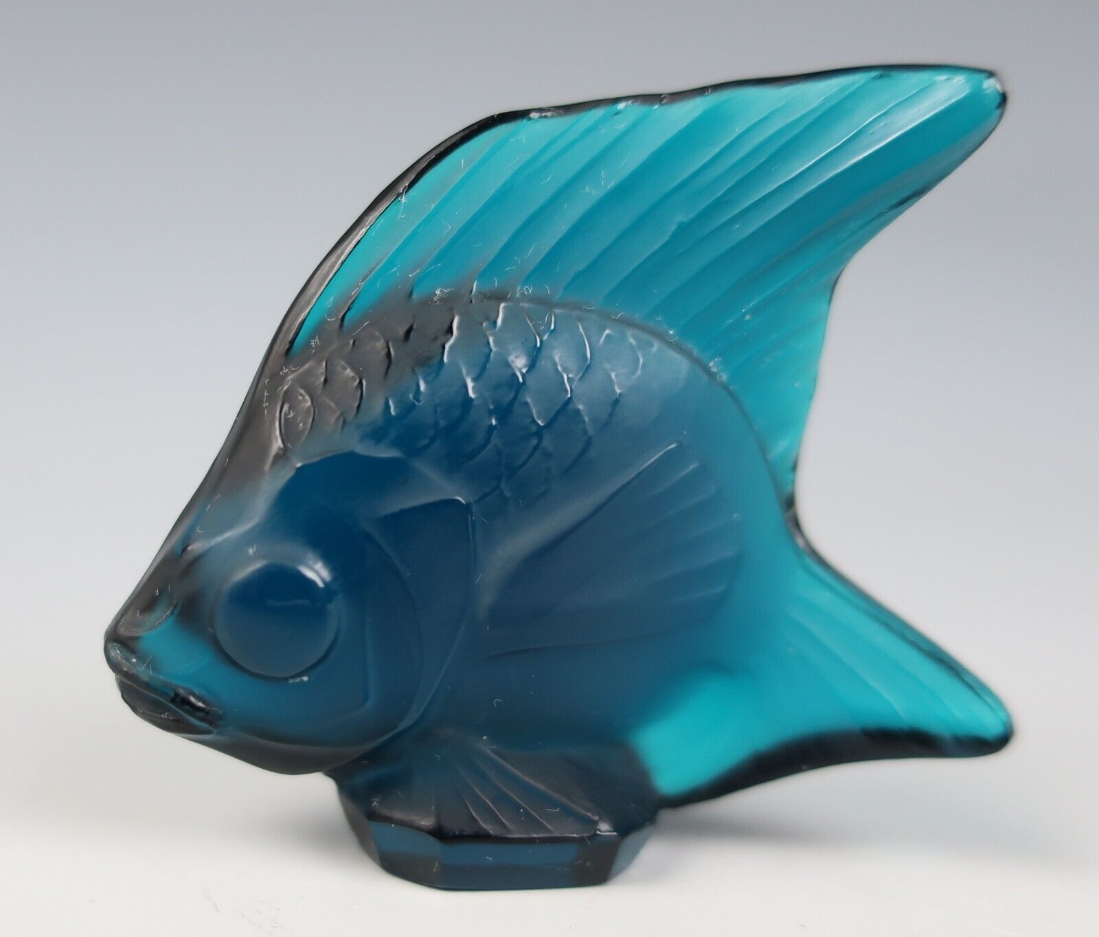 Lalique Crystal Turquoise Angel Fish Figurine MINT Genuine France Poisson Glass