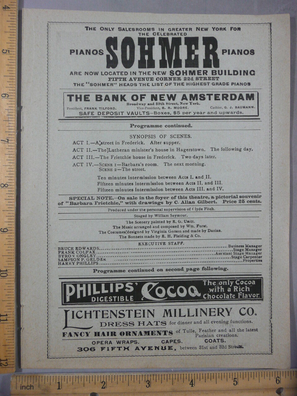 Rare Original VTG The Pabst Hotel Restaurant Sohmer Pianos Advertising Art Print