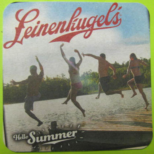 LEINENKUGEL'S HELLO SUMMER Beer COASTER Mat, People Dock 2 WATER, WISCONSIN 2014