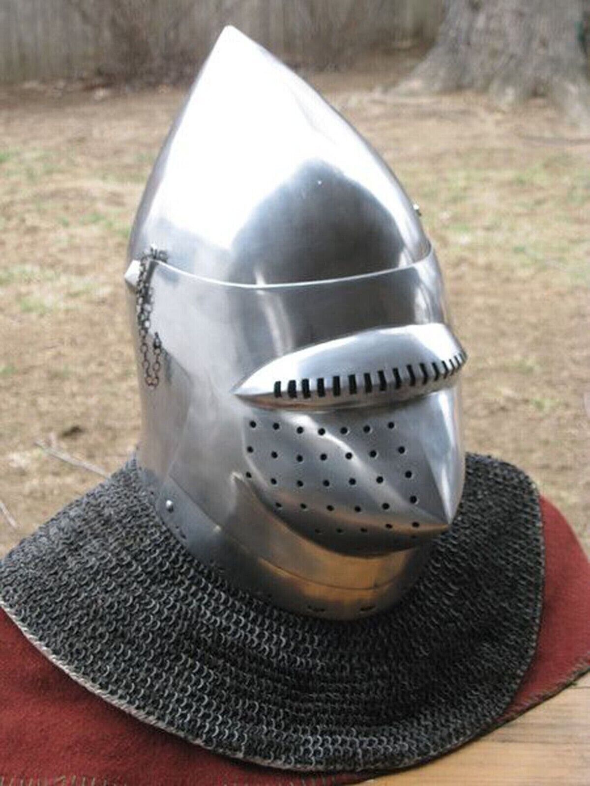Medieval Pig Face Steel Bassinet 18 Ga Knight Wearable Armour Crusader Helmet