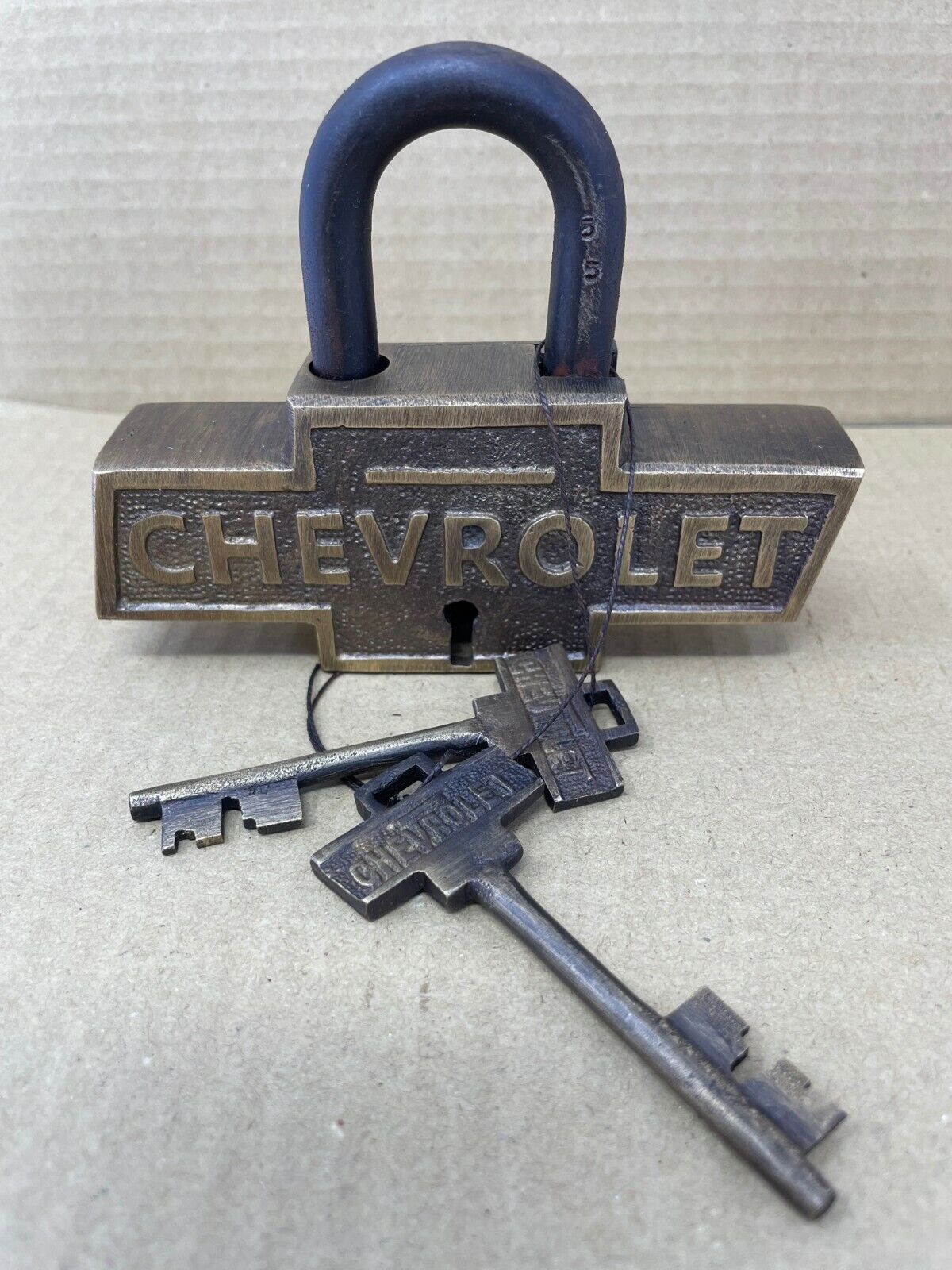 Chevrolet Large Brass lock Chevy Logo Shape padlock with 2 keys