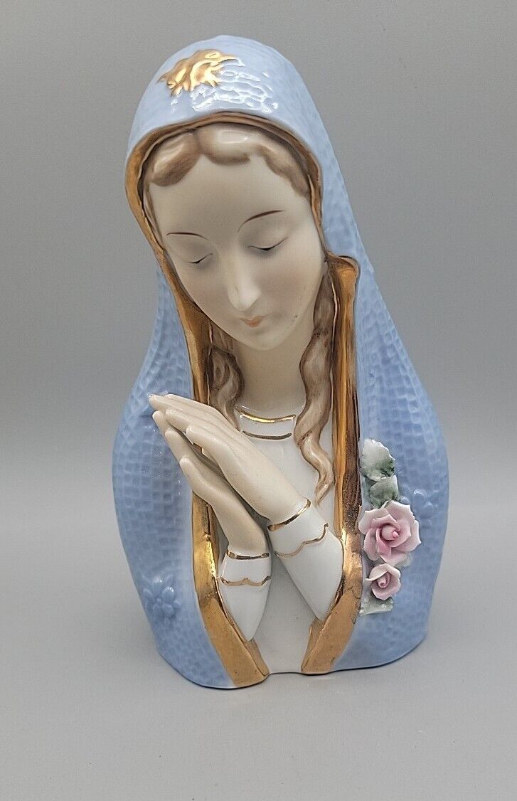 Vintage Porcelain Bust of the Virgin Mary Rare Lipper & Mann Japan Hand painted