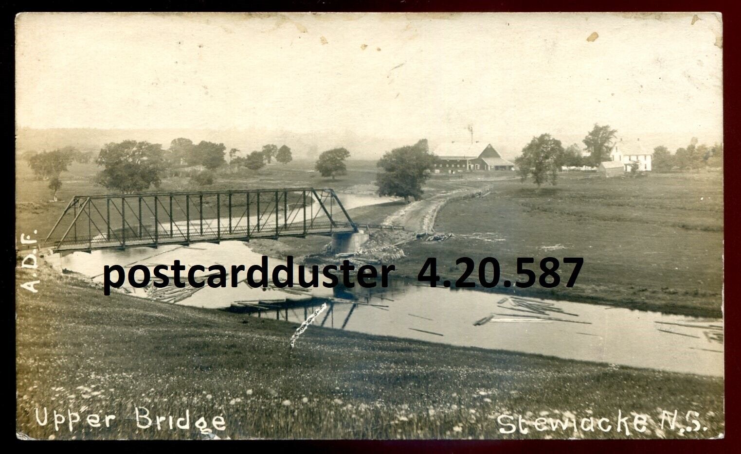 STEWIACKE NS 1909 Upper Bridge. Real Photo Postcard