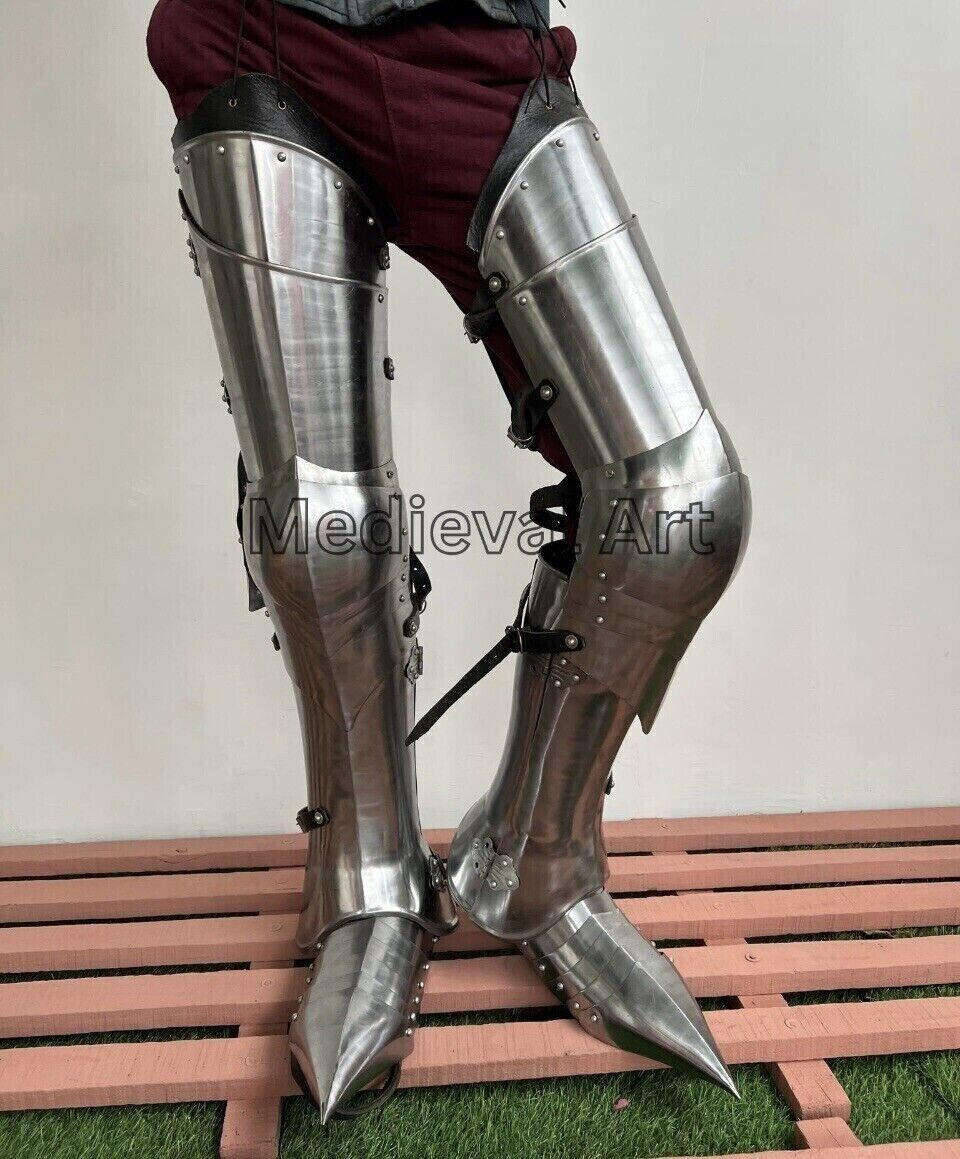 Medieval Steel Warrior Gothic Leg Armor FULL SET Knight Greaves Armor Cosplay