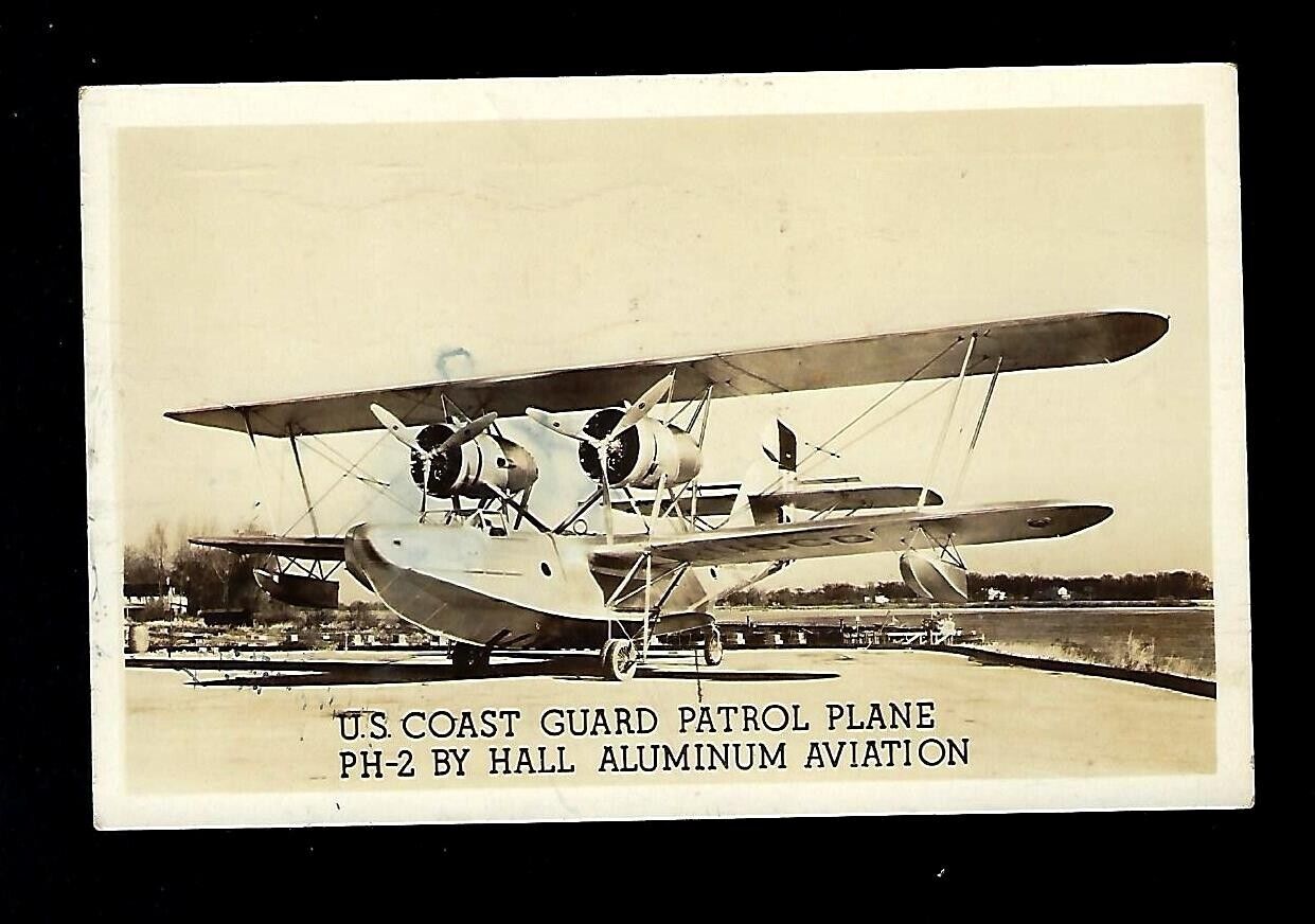 1943 Aviation RPPC Postcard US Coast Guard Patrol Plane PH-2 Sailor Wrote This