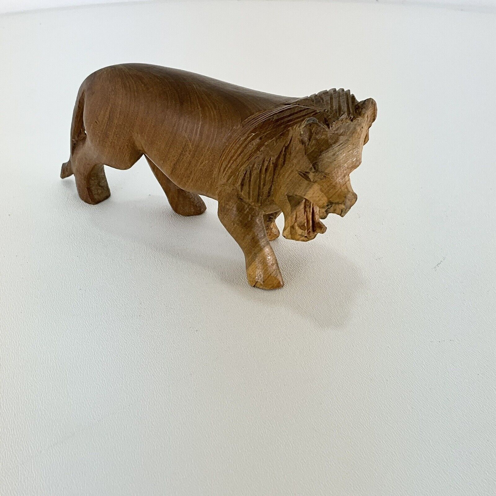 Hand Carved Wooden Lion Vintage. African Safari Hand Carved Wooden. Beautiful.