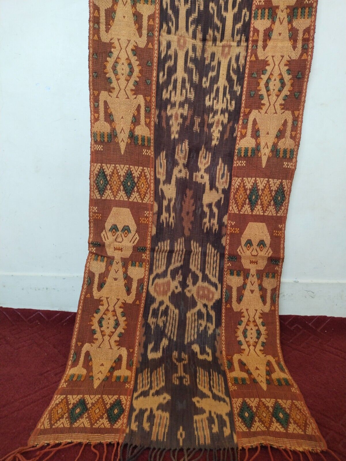 vintage gorgeous Indonesian sumba ikat woven blanket textile panel item816