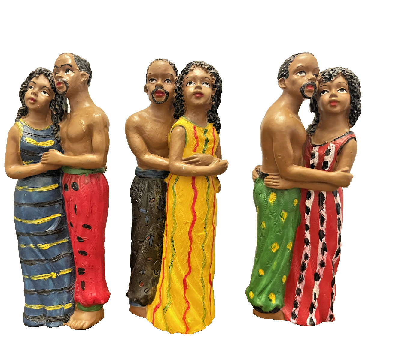 Figurines 3 African American Resin Couple Sculpture Vintage Estate 4.5 in Tall