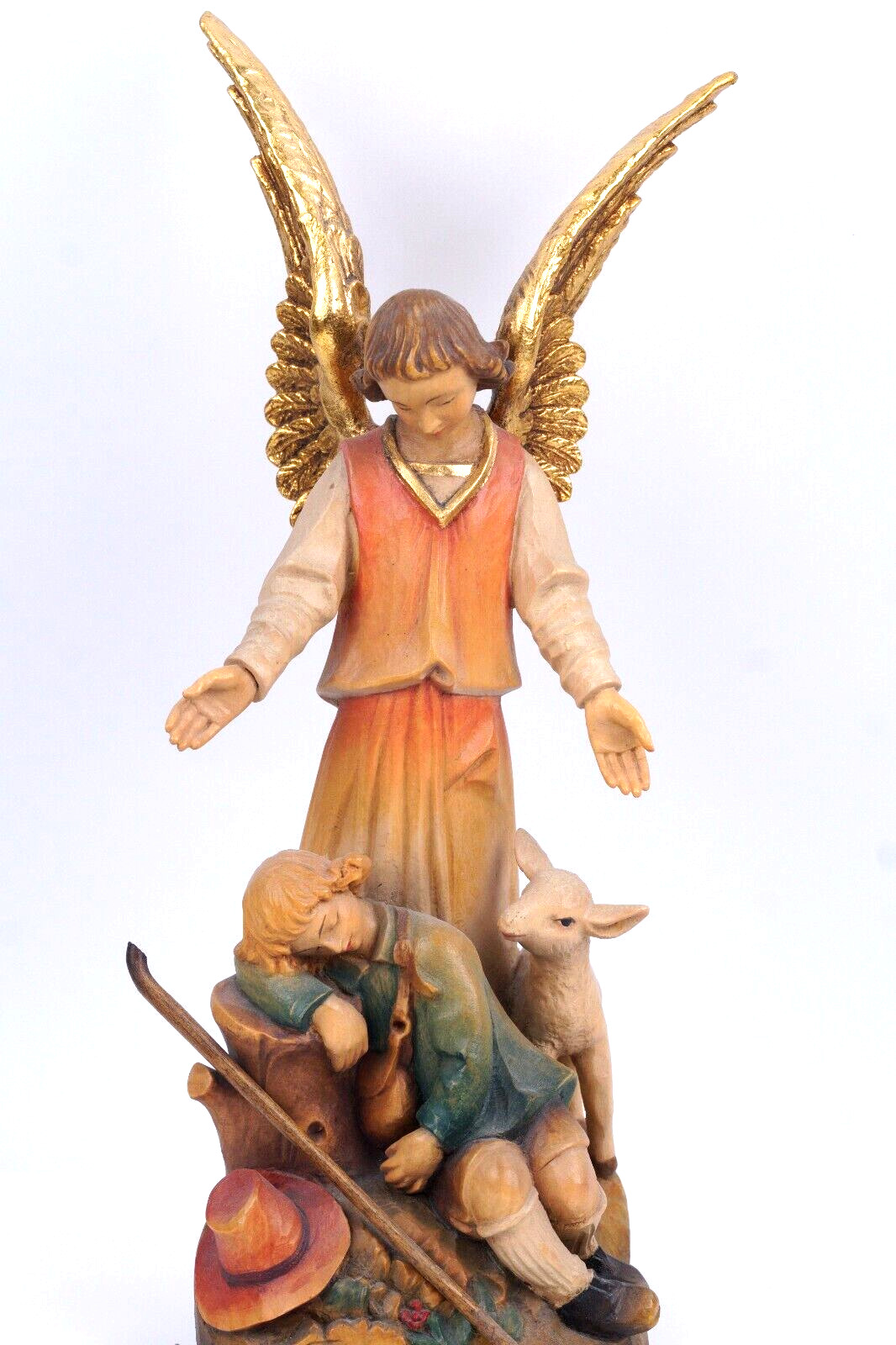 ANRI BACHLECHNER 12 INCH GUARDIAN ANGEL FIGURINE RARE WOOD ITALY VINTAGE READ