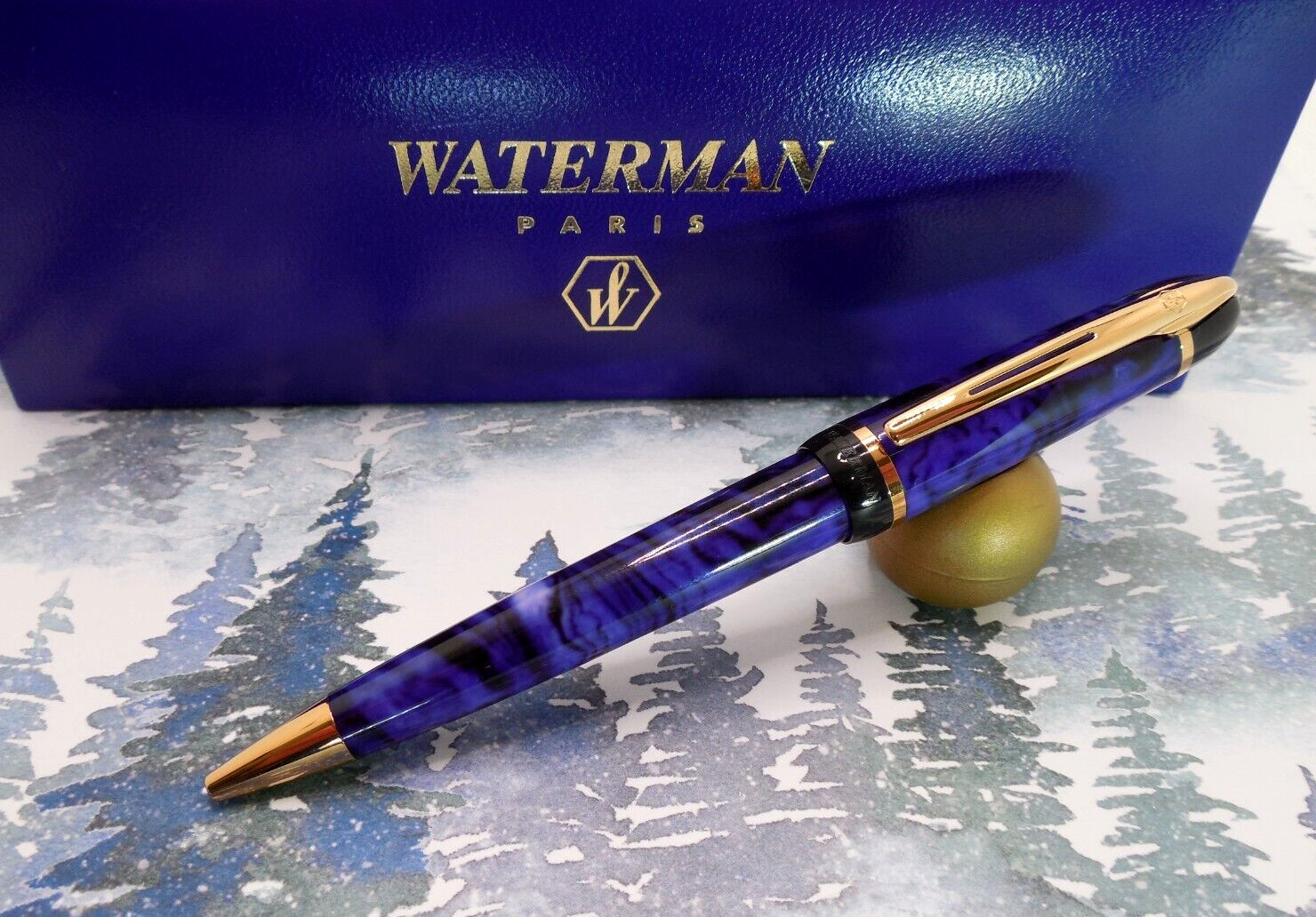 WATERMAN PHILEAS BALLPOINT PEN  BLUE/GOLD  NEW IN BOX  LOT 112