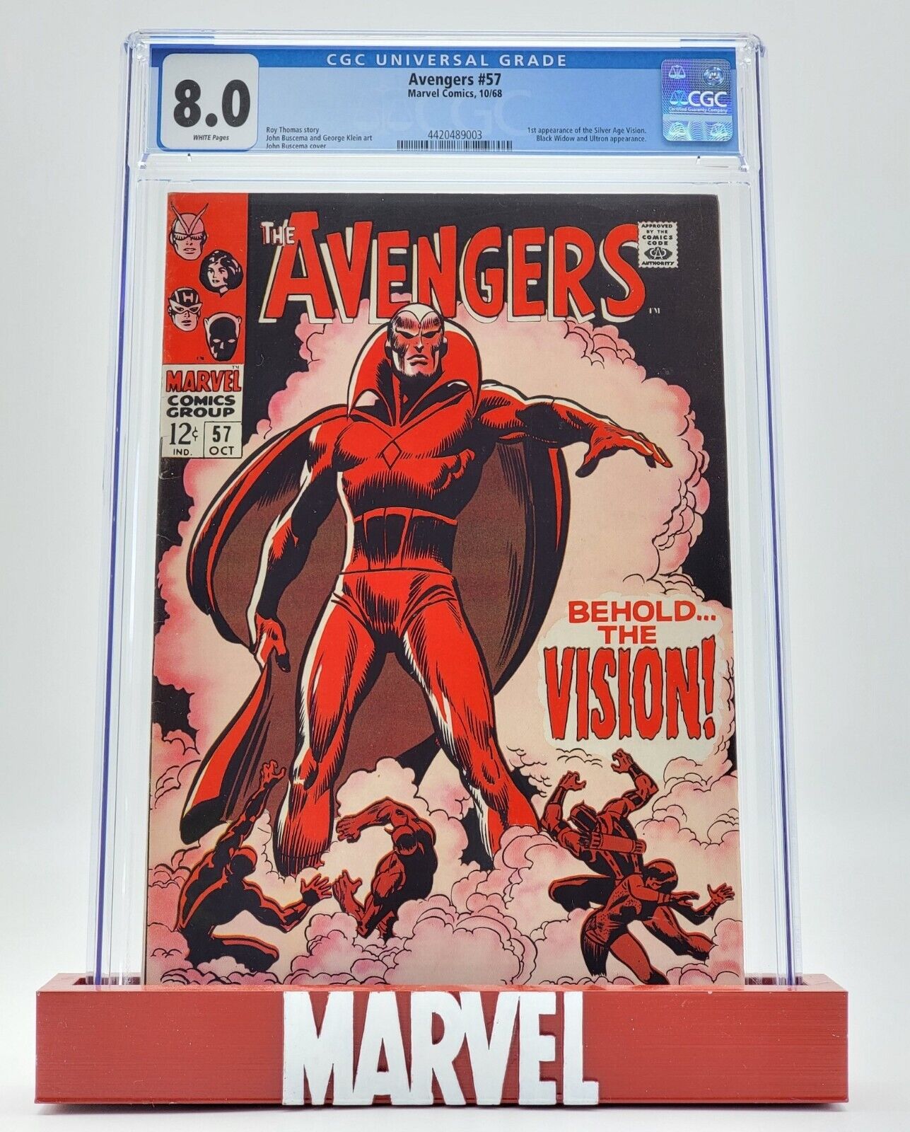 Avengers #57 Comic Book 1968 CGC 8.0 White Pages 1st App Vision Comics