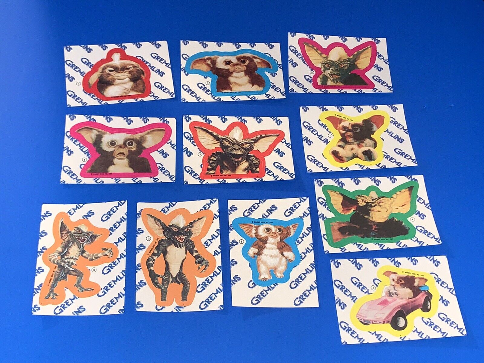 1984 Topps GREMLINS Complete Sticker Set Of 11 Stickers In MINT Condition