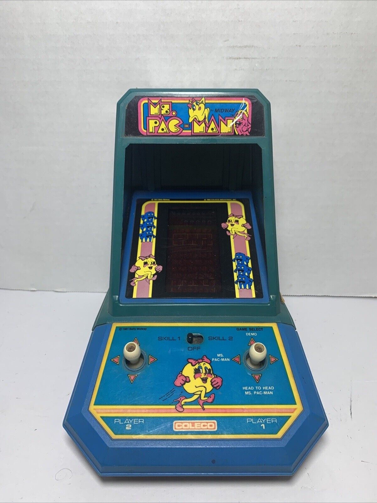 1981 Ms. PAC-MAN Mini Tabletop Arcade Video Game Coleco Bally Midway WORKING