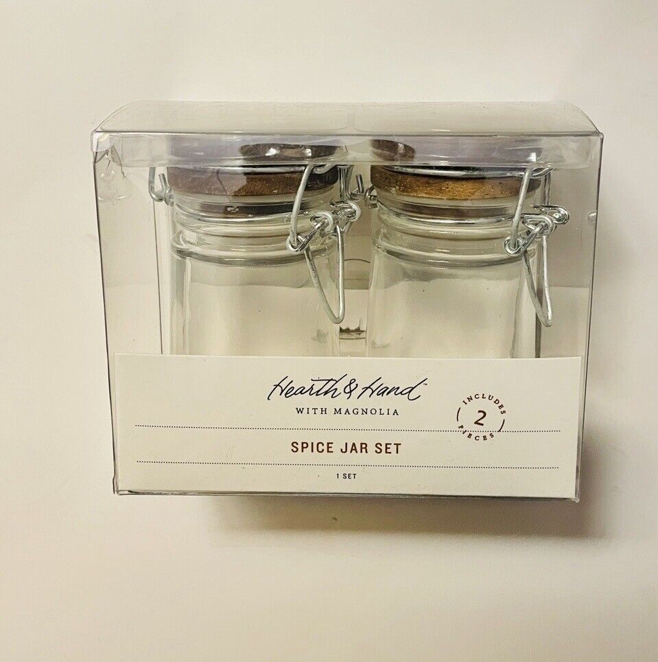 Hearth and Hand with Magnolia GLASS SPICE JAR SET Brand New FREE BOX SHIPPING