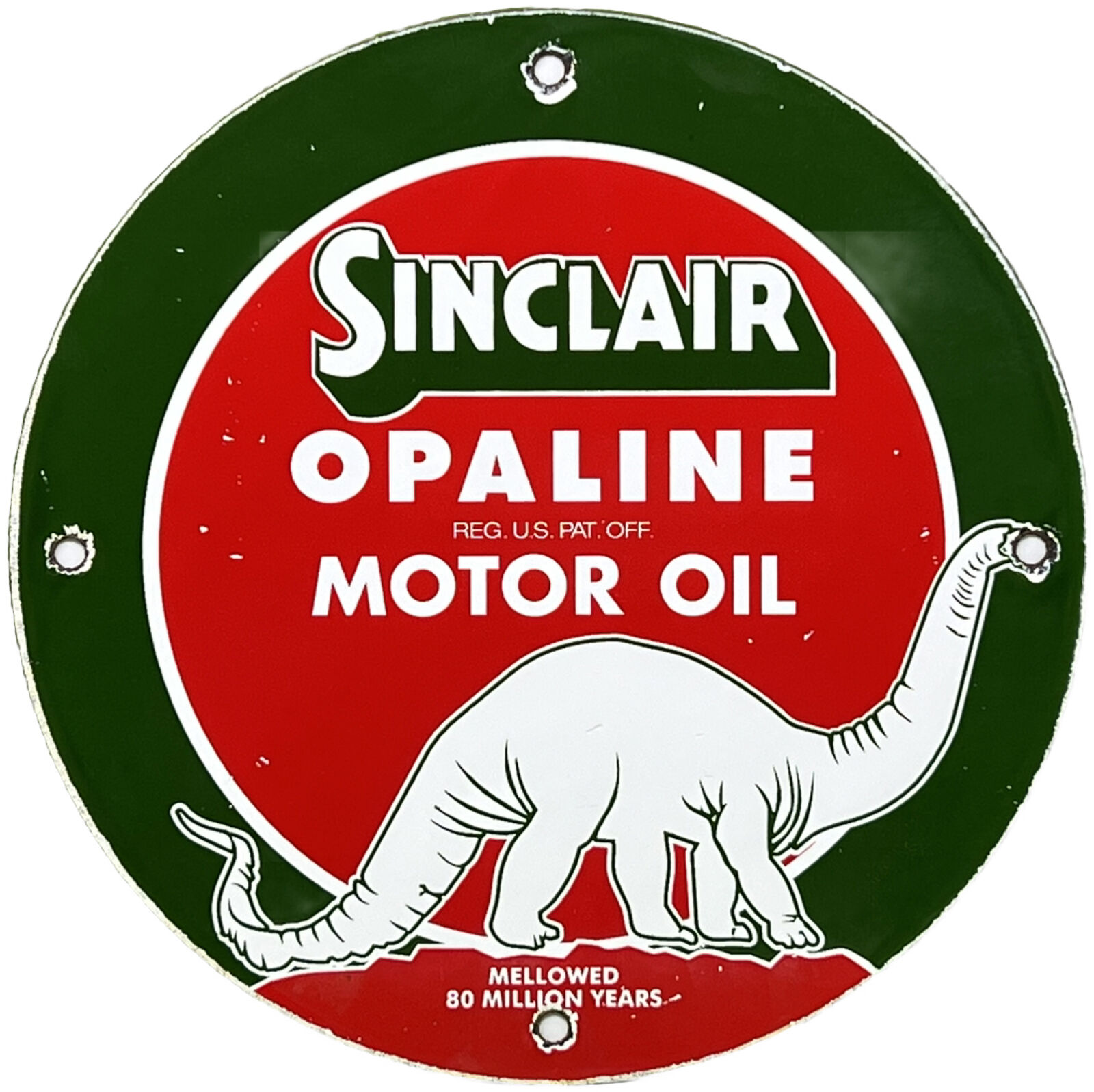 VINTAGE SINCLAIR OPALINE MOTOR OIL CAN PORCELAIN SIGN GAS STATION PUMP PLATE