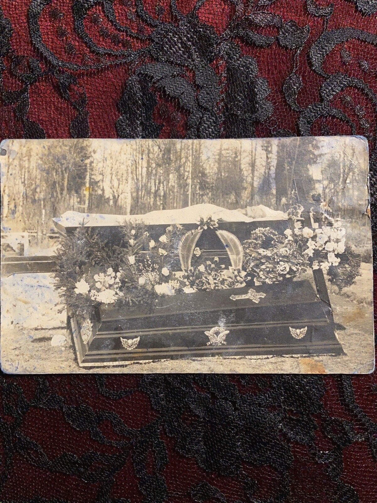 Antique Post Mortem RPPC - Open Casket/Memorial Postcard -Early 1900s Real Photo