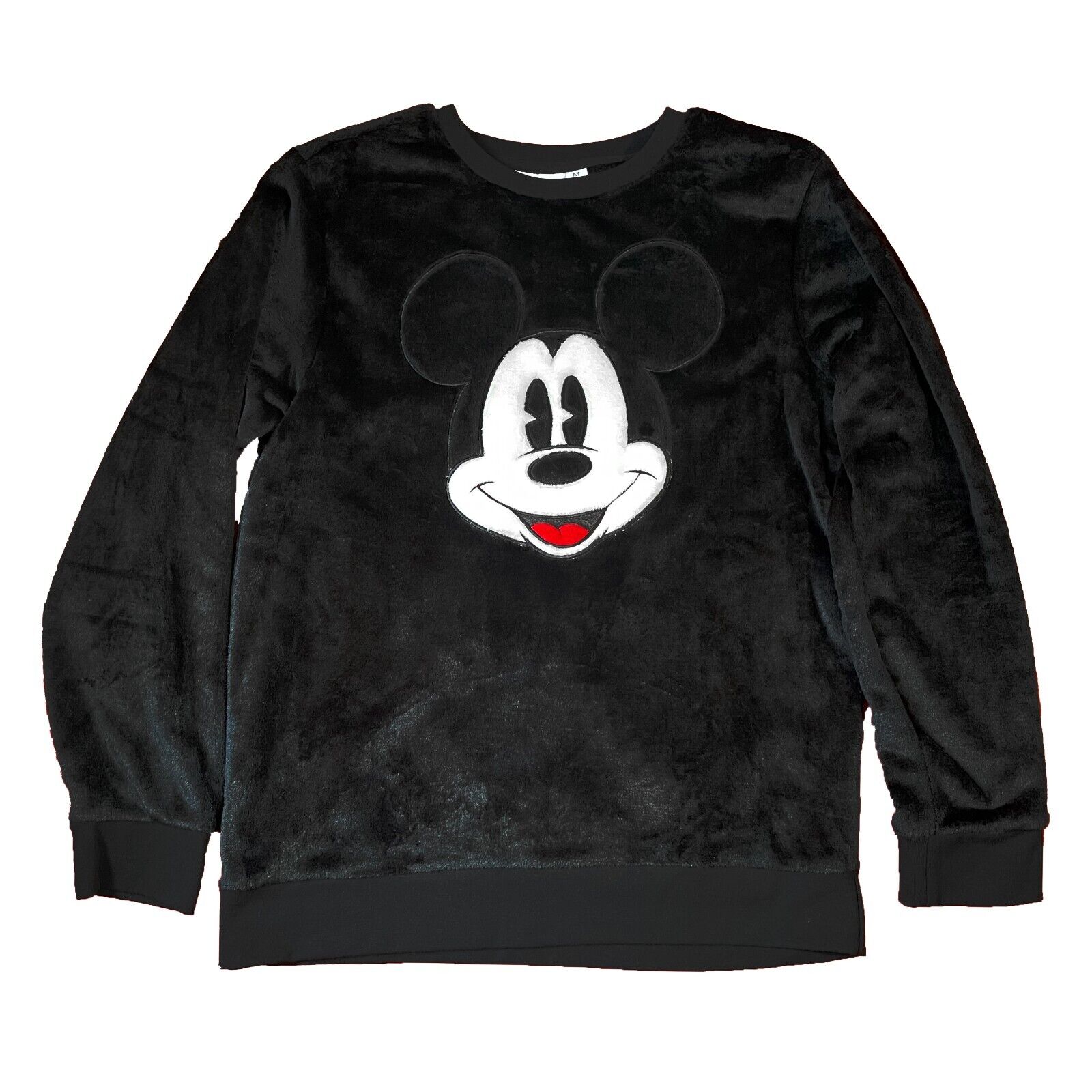 NWOT Disney Parks Velour Plush Fleece Mickey Mouse Pullover Sweatshirt - M Black