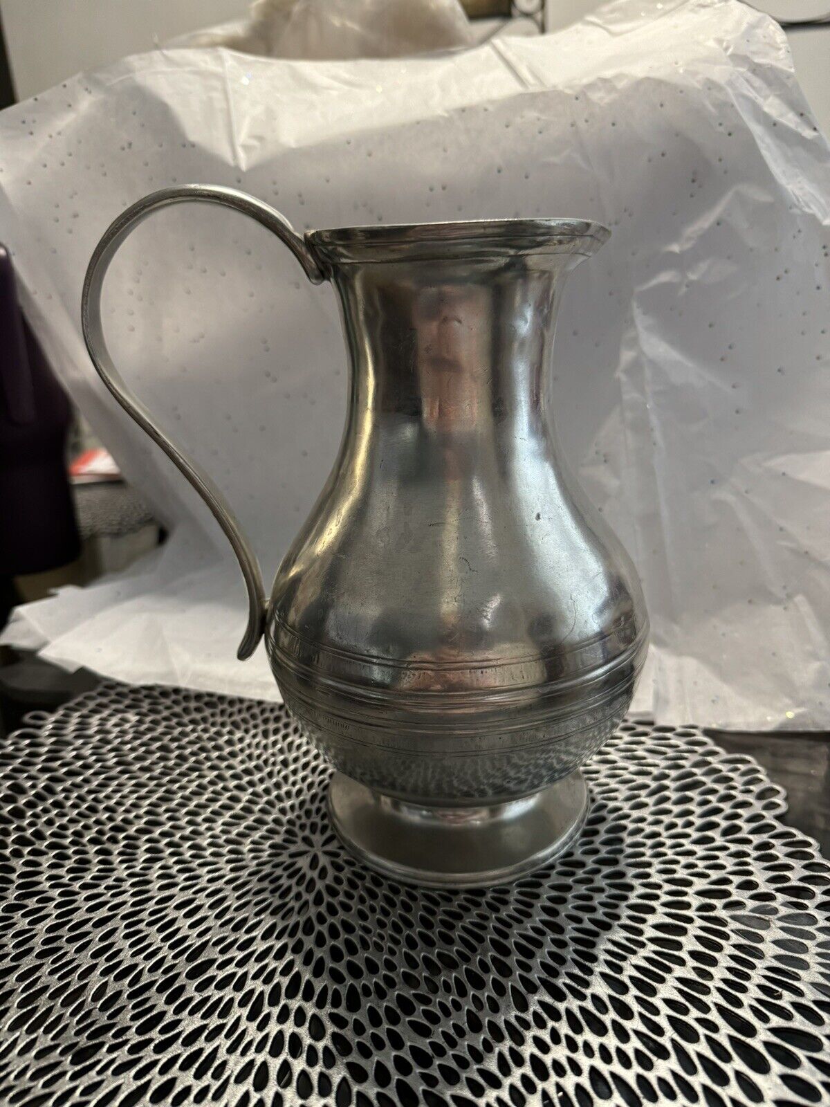 Vintage ETAIN French Pewter Pitcher