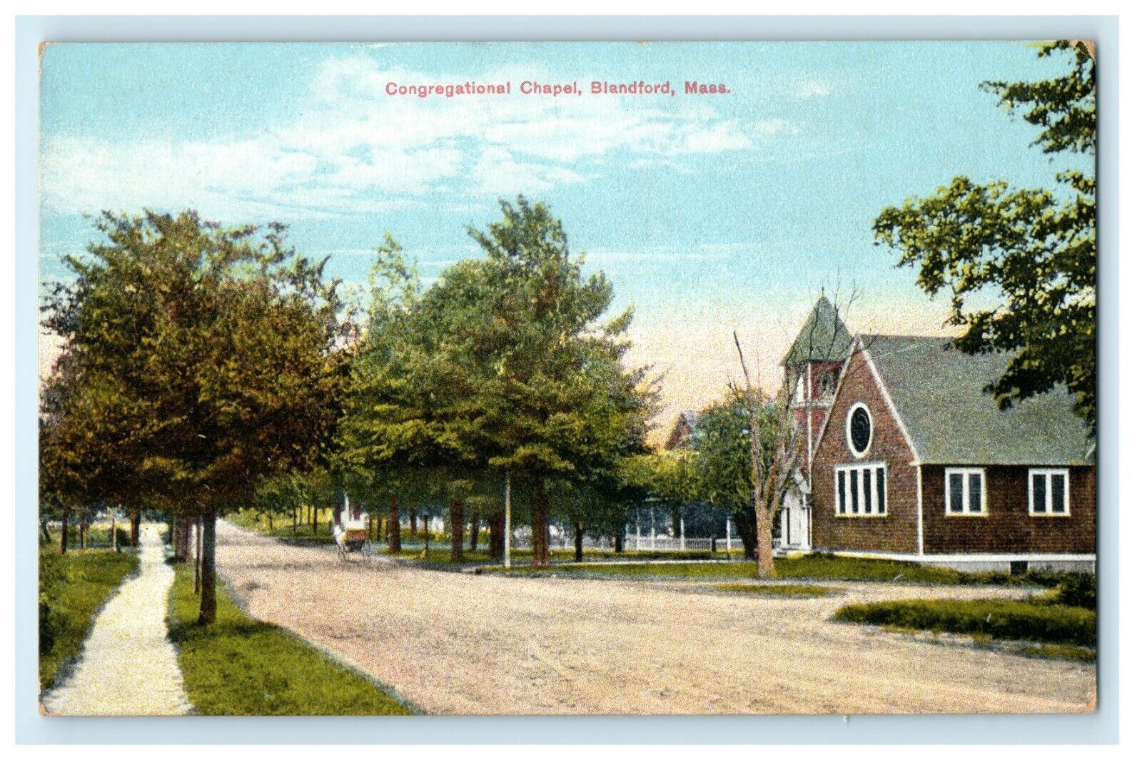 c1910 Congregational Chapel Blandford Massachusetts MA Antique Postcard
