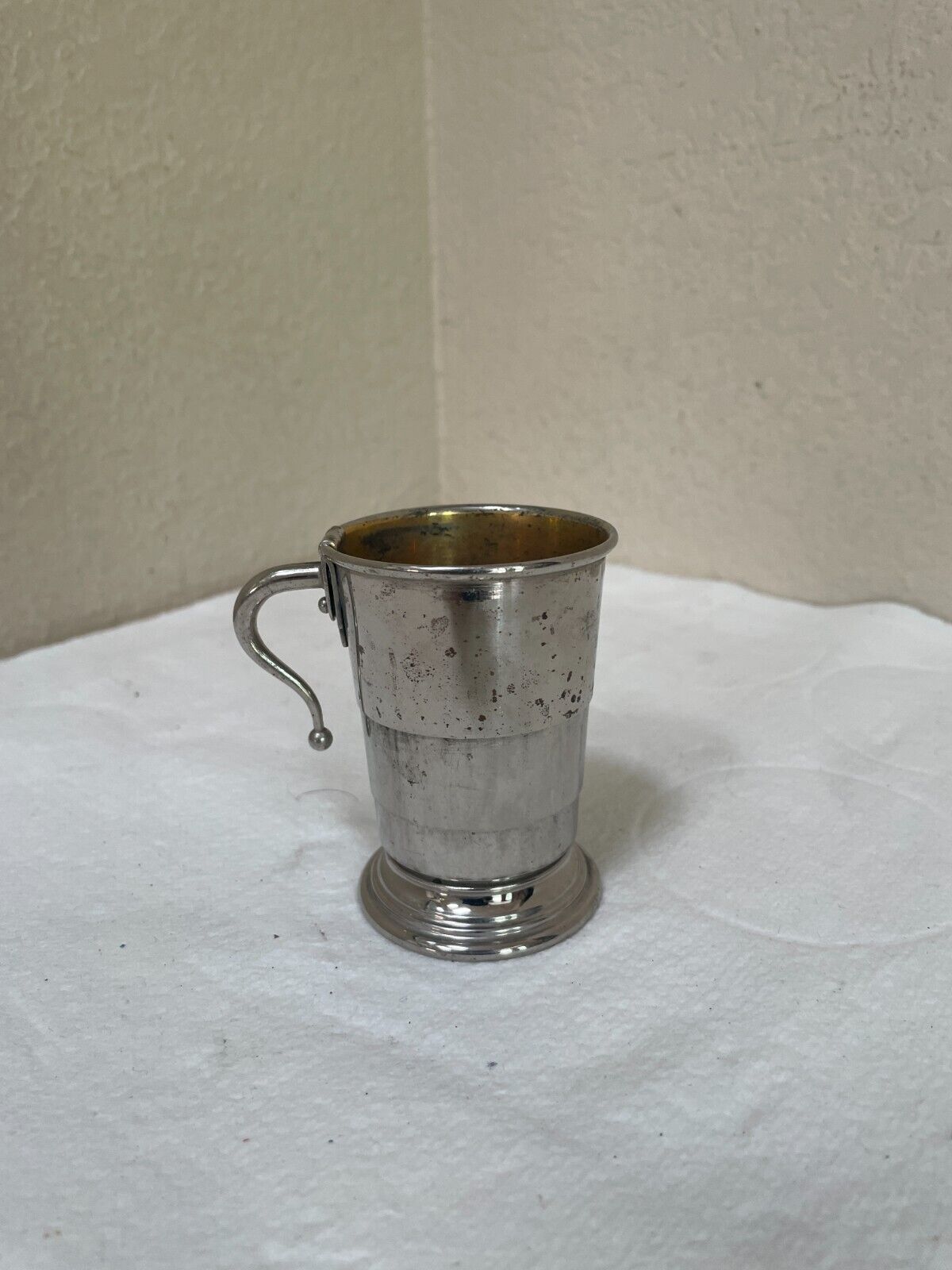 Collapsible silver plate cup, C.F. Rumpp & Sons, Germany