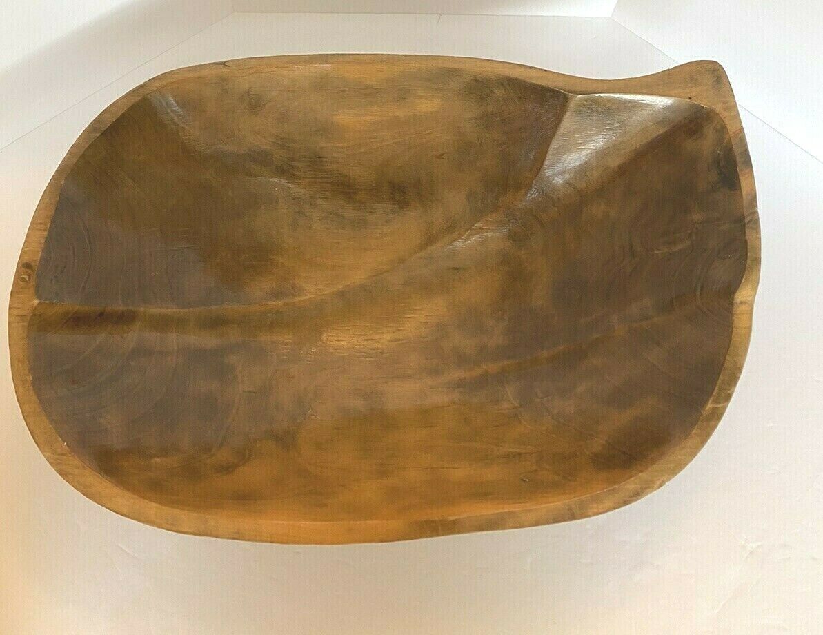 Wood Dough Bowl Treenware Bread Primitive Trencher Hand Carved 
