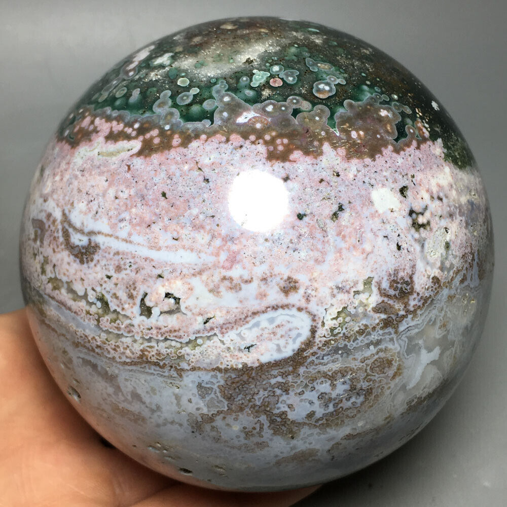 1347g RARE NATURAL OCEAN JASPER sphere QUARTZ  CRYSTAL BALL HEALING