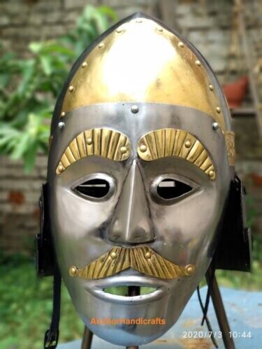 Medieval Designer Face Brass & steel Vintage Battle Armor Collectible Helmet