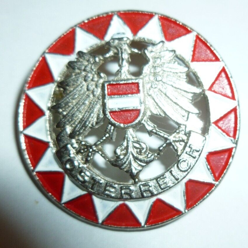 Vintage Signed Osterreich  Austria Coat Of Arms Shield Lapel Pin Eagle Enamel