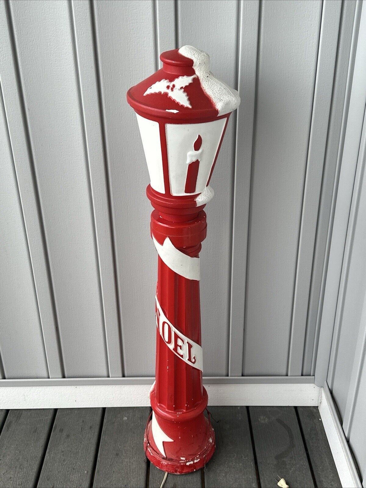 Rare Beco Blow Mold 41” Lamp Post Christmas HTF Snowy Street Lamp Light Vintage