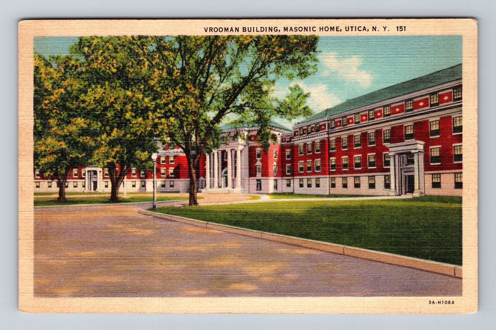 Utica NY-New York, Masonic Home, Vrooman Building, Antique Vintage Postcard