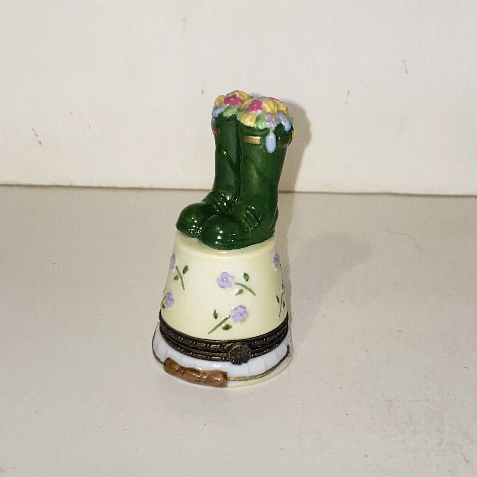 National Home Gardening Club Gardening Boots Porcelain Hinged Trinket Box