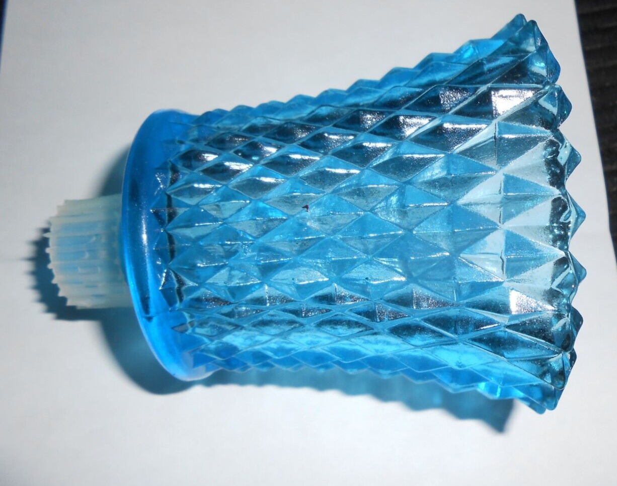 Aqua Blue Diamond Point  Glass Votive Candle Holder Cup / Grommet & Peg