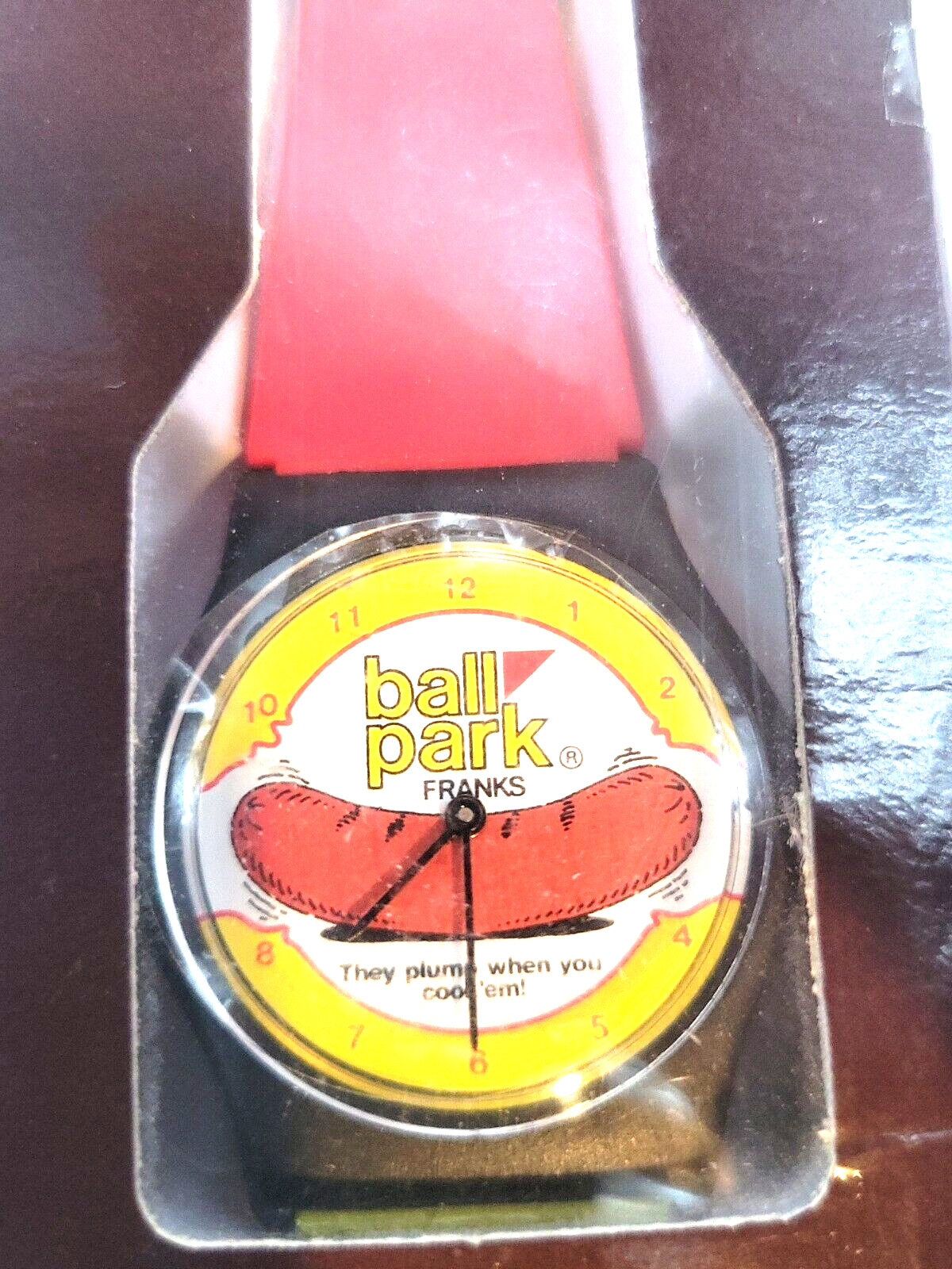 Vintage Ball Park Franks Watch Red & Yellow Band Plump When You Cook Them