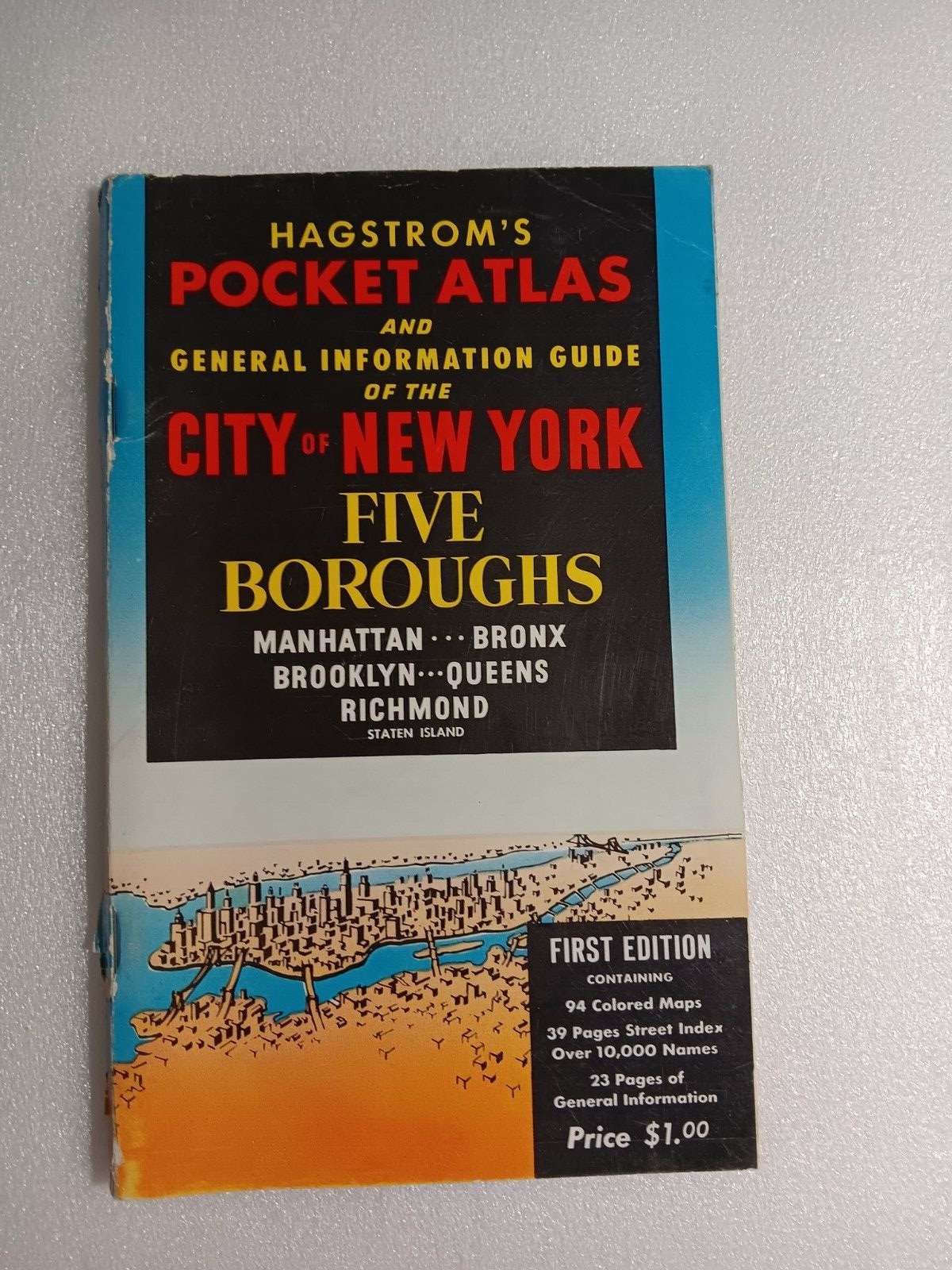 VTG 1957 HAGSTROM'S POCKET ATLAS & GUIDE TO CITY OF NEW YORK 5 BOROUGHS 1ST ED
