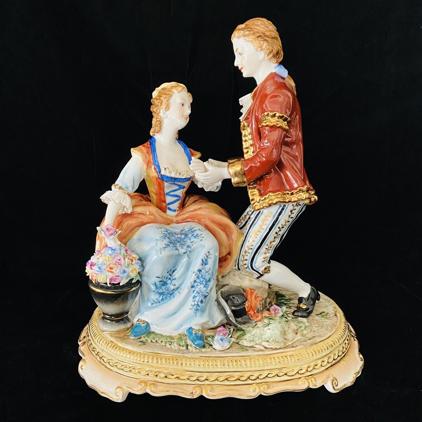 Large Antique Richard Klemm RK Dresden Germany Porcelain Group Couple Figurine