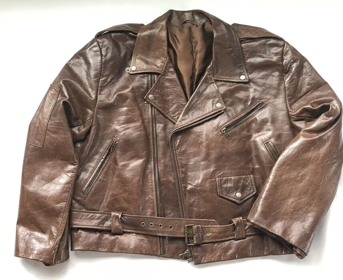 Vintage Lufthansa Airlines Custom Pilots Brown Leather Bomber Jacket Milano XL