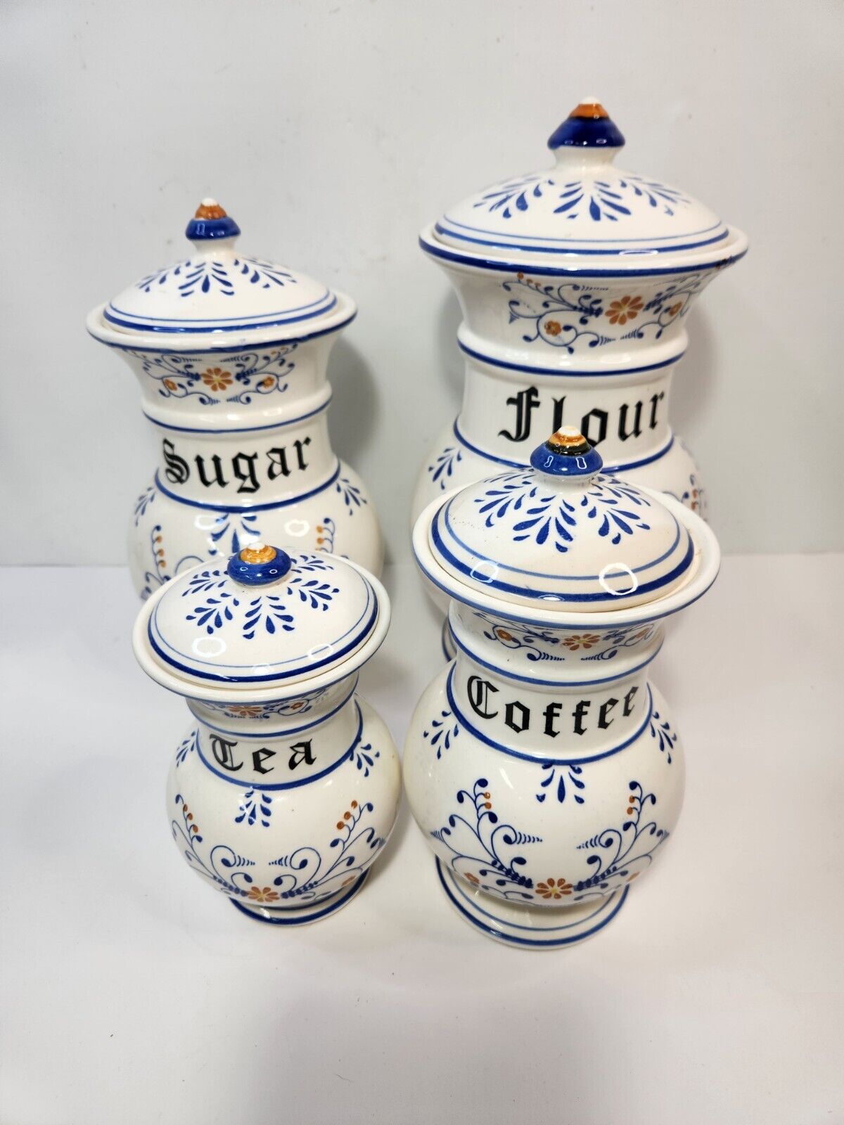 Royal Sealy heritage pattern canister set flour sugar coffee tea MCM