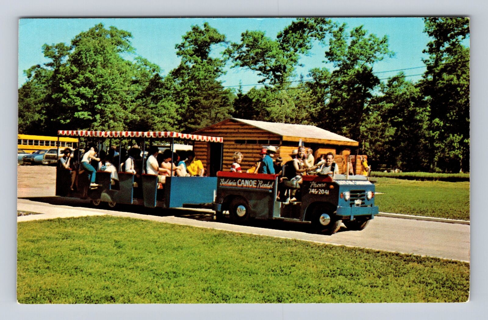Baldwin MI-Michigan, Canoe Rentals Trolly, Advertising Vintage c1970 Postcard