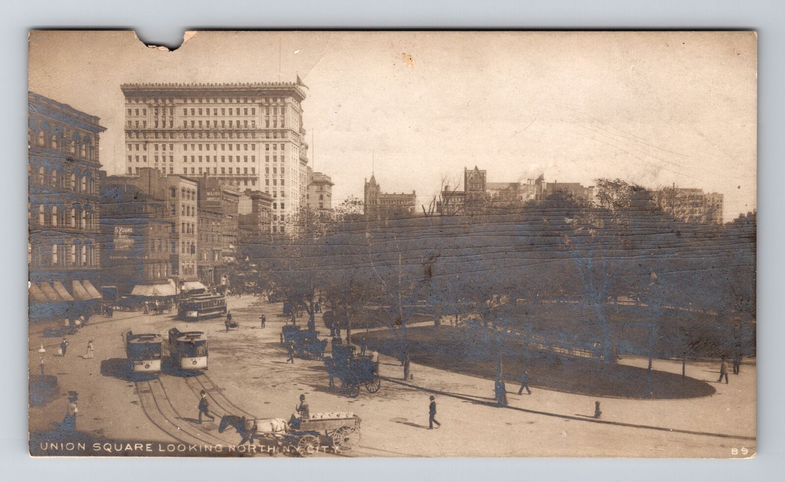 New York City NY, RPPC, Union Square North, Trolley Wagon, Vintage 1904 Postcard