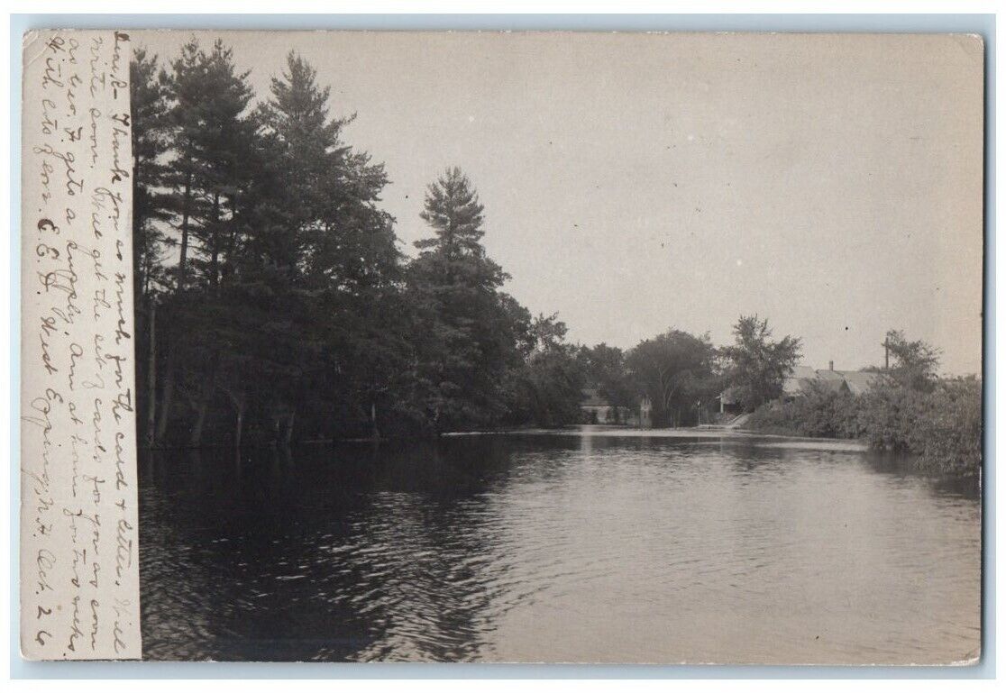 c1904 Pond And Residence Home View West Epping NH RPPC Photo Posted Postcard