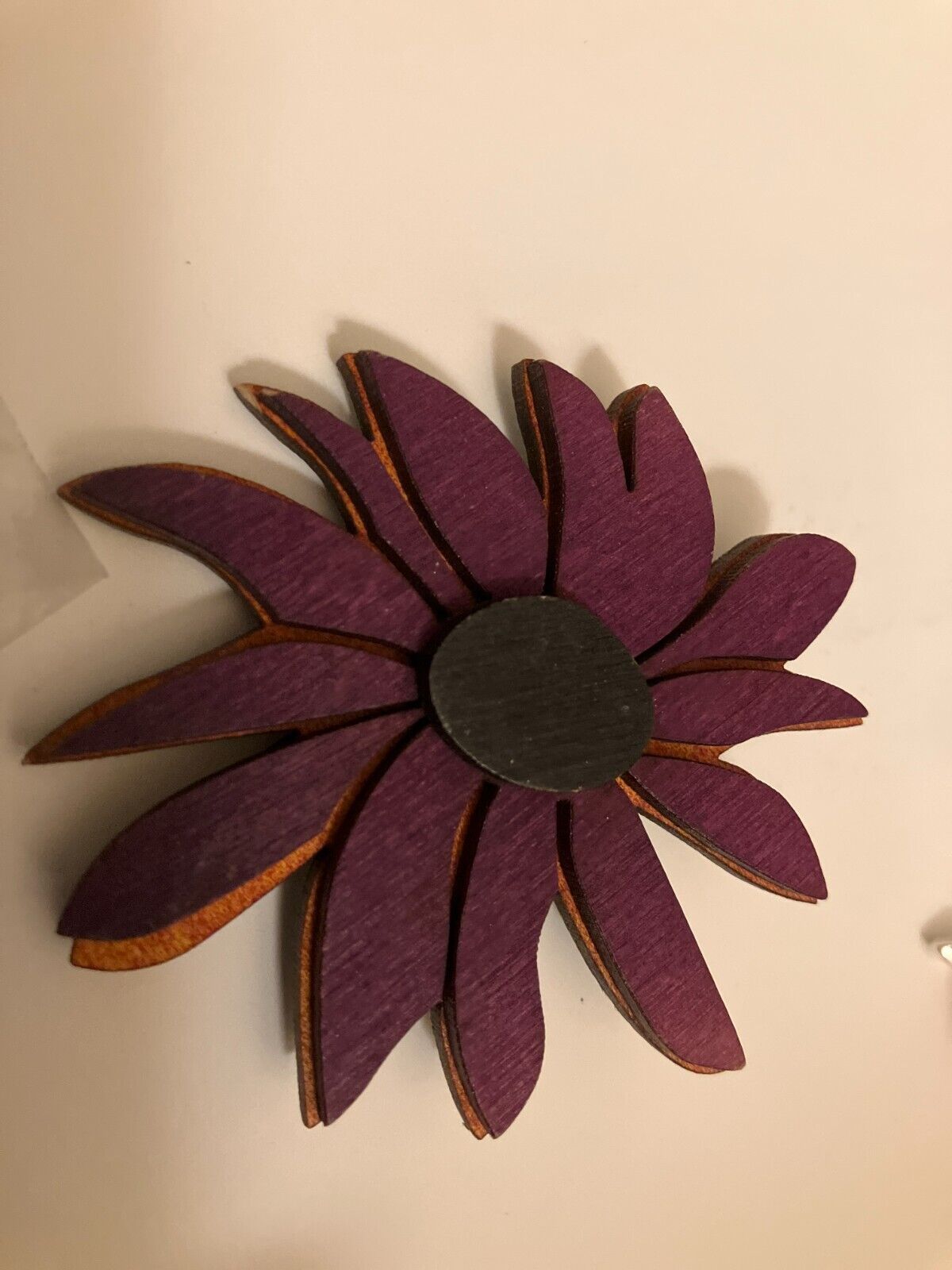 VINTAGE ESTATE  wood flower brooch