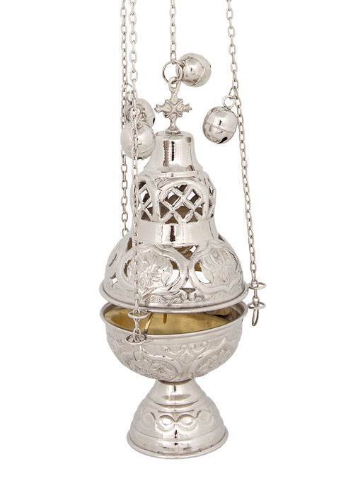 New Nickel Plated Liturgical Christian Church Thurible Censer 4 chains 12 bells