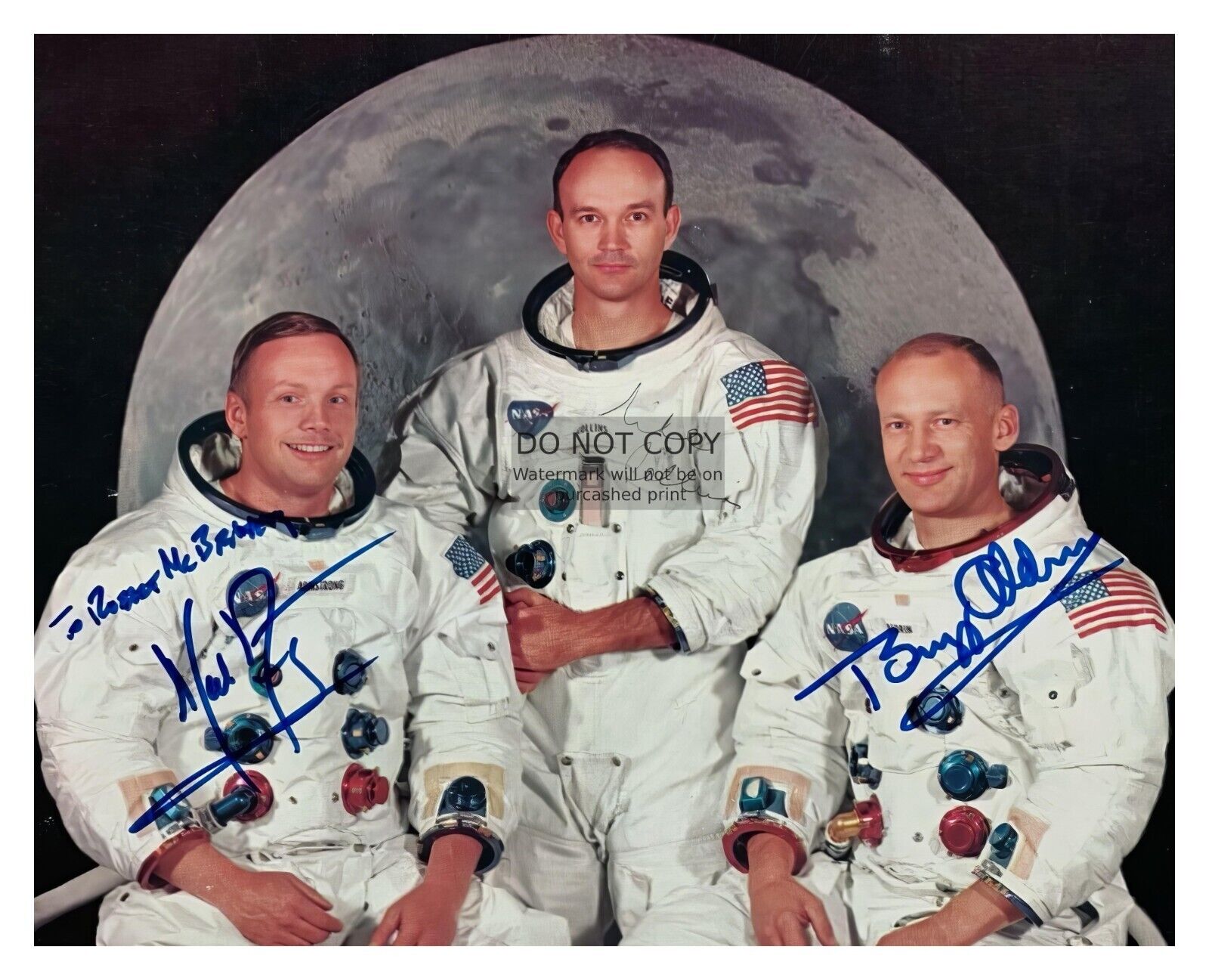 NEIL ARMSTRONG BUZZ ALDRIN MICHEAL COLLINS AUTOGRAPHED 8X10 PHOTOGRAPH REPRINT
