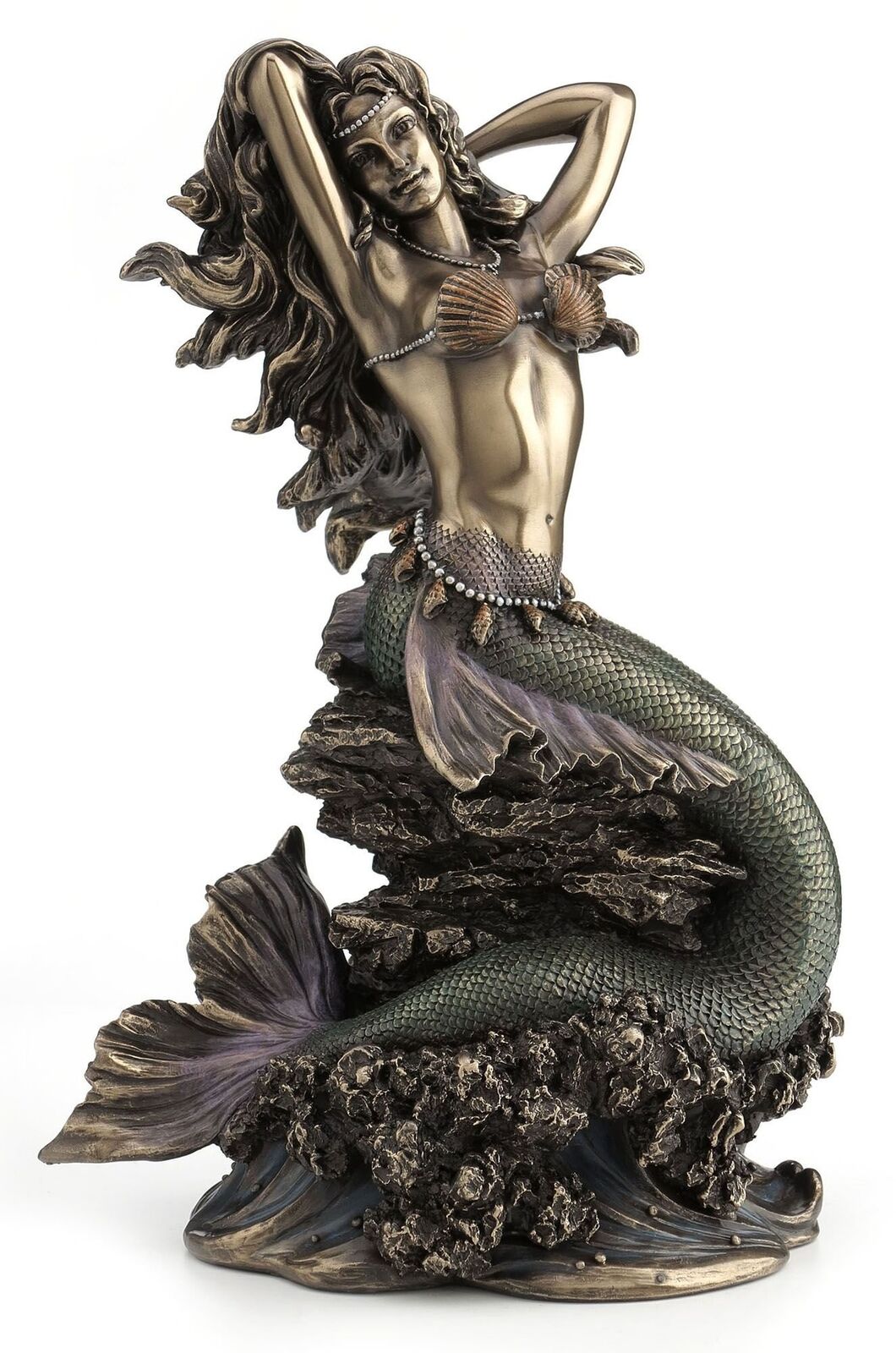 Large Beautiful Mermaid Sitting on Rock Statue Sculpture Figurine