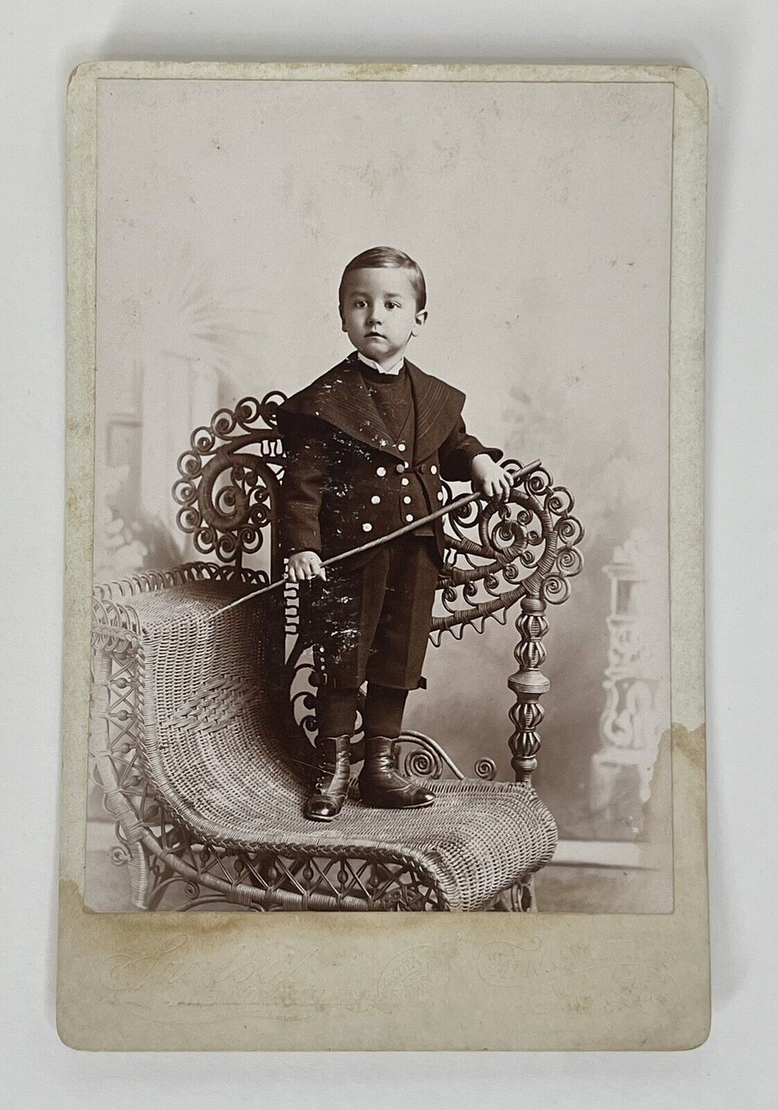 Antique Victorian Cabinet Card Photo Of Young Boy Child Reading, PA