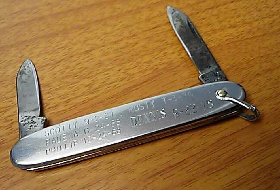 Sterling Silver Colonial 2 Blade Folding Pocket Knife Vintage USA Engraved