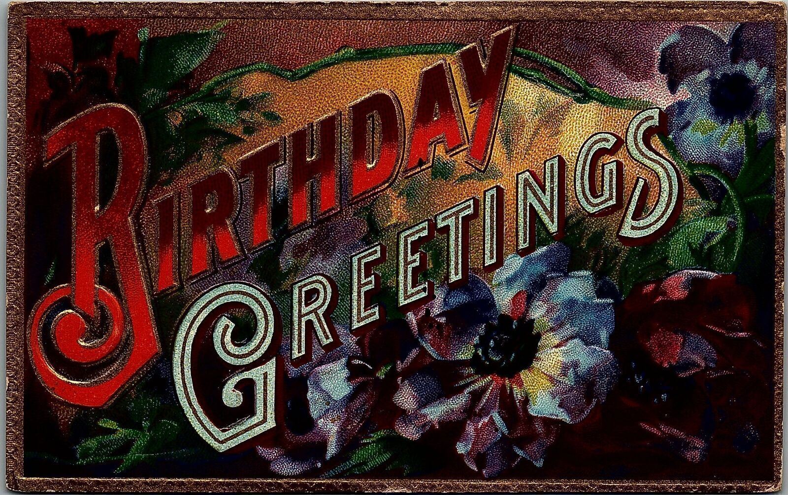 1909 BIRTHDAY GREETINGS SINKING SPRING PA FLOWERS EMBOSSED POSTCARD 26-280
