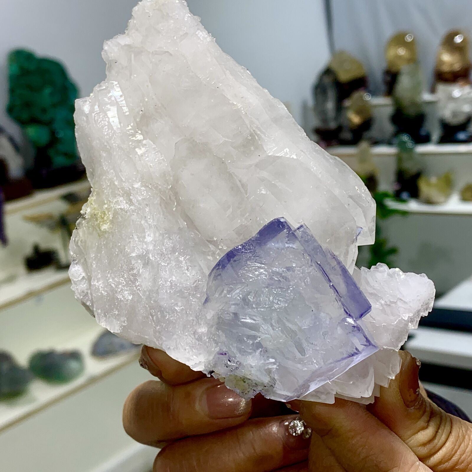 442G Rare transparent blue cubic fluorite crystal sample/China