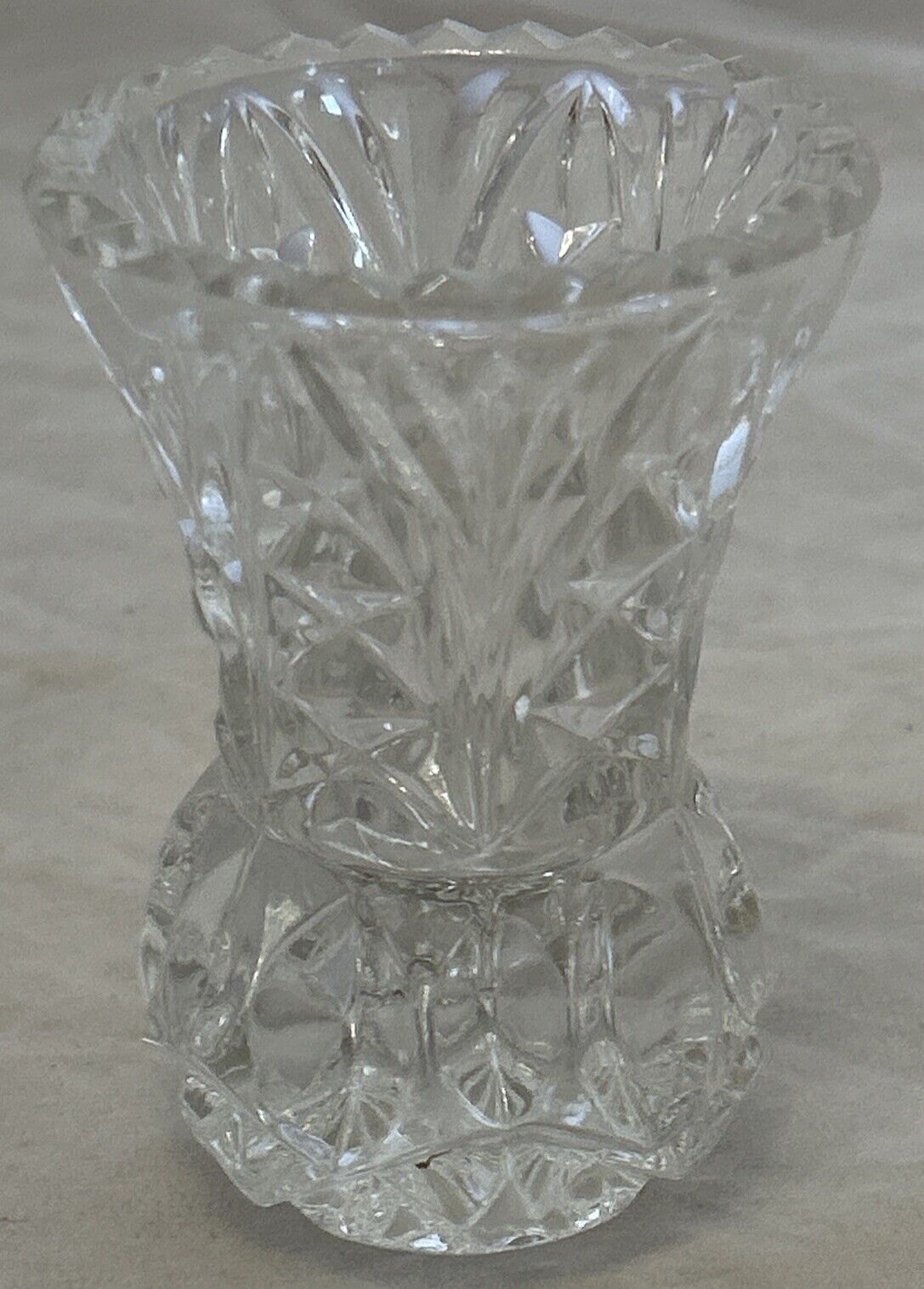 Vintage Cut Crystal Toothpick Holder with Sawtooth Rim